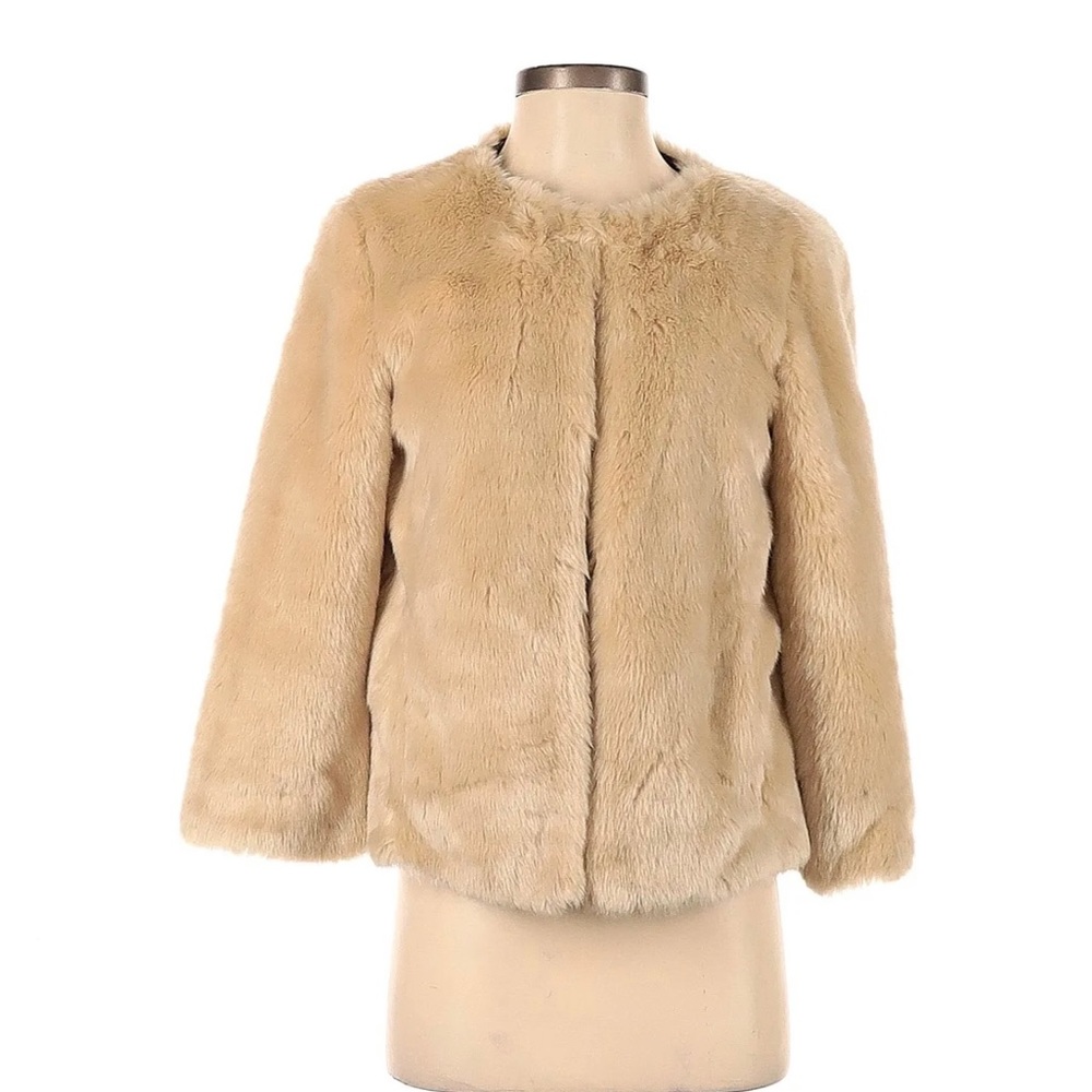 Zara Basic Women Brown Faux Fur Jacket S